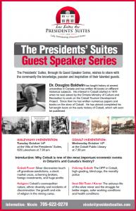 Dr. Douglas Baldwin Guest Speaker Series by the Presidents' Suites / Conférenciers des Suites des Présidents