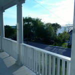 Great view of Lake Temiskaming from the front porch of the Lumber Baron's house in Haileybury / Vue incroyable du lac Témiskaming à partir du patio avant de la Maison des barons forestiers.