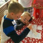 Groups with children - Assembling the treasure map, part of the pirate treasure hunt on Farr Island