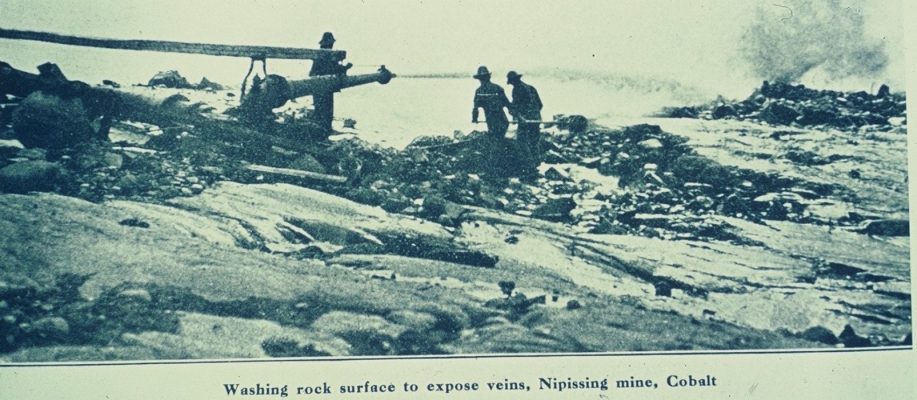 Hydraulic Rock Washing to expose silver veins, Nipissing Mine