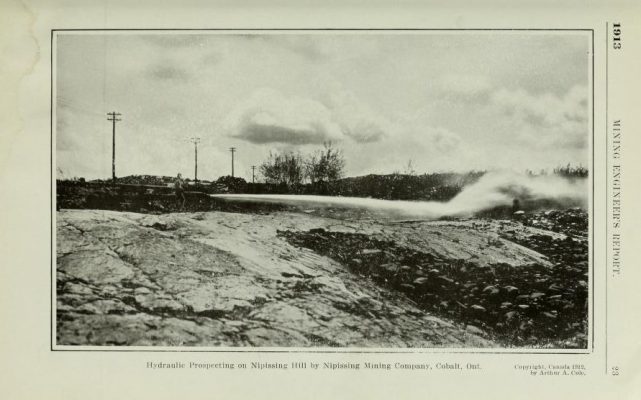 Hydraulic Prospecting on Nipissing Hill by the Nipissing Mining Company in Cobalt, Ontario