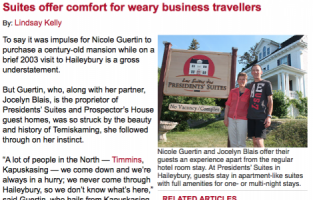 Northern Ontario Business media coverage of the Presidents' Suites / couverture médiatique des Suites des Présidents par le Northern Ontario Business