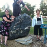 Scavenger hunt group at the Northern College Rockwalk park in Haileybury.