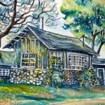 Cabin at Beach Gardens, watercolour by Laura Landers