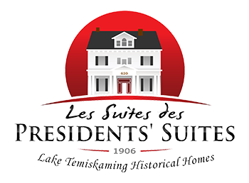 Presidents' Suites resort logo. Vacation Rentals in Northern Ontario - Temiskaming Shores / Le logo des Suites des Présidents