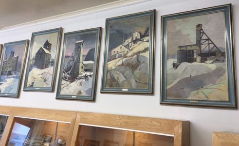 headframe paintings at the Cobalt Mining Museum