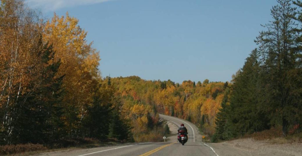 Motorcycle fall colour tour around Lake Temiskaming