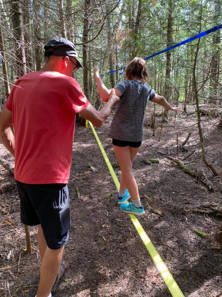 Enjoy the slack line and zip line on Farr Island