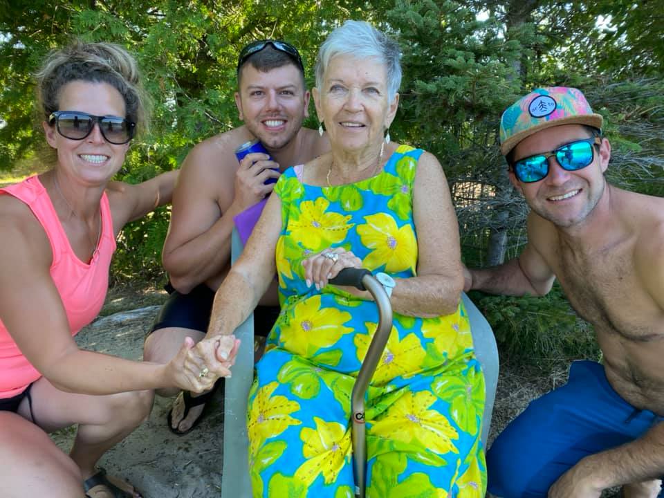 Group enjoying glamping on Farr Island