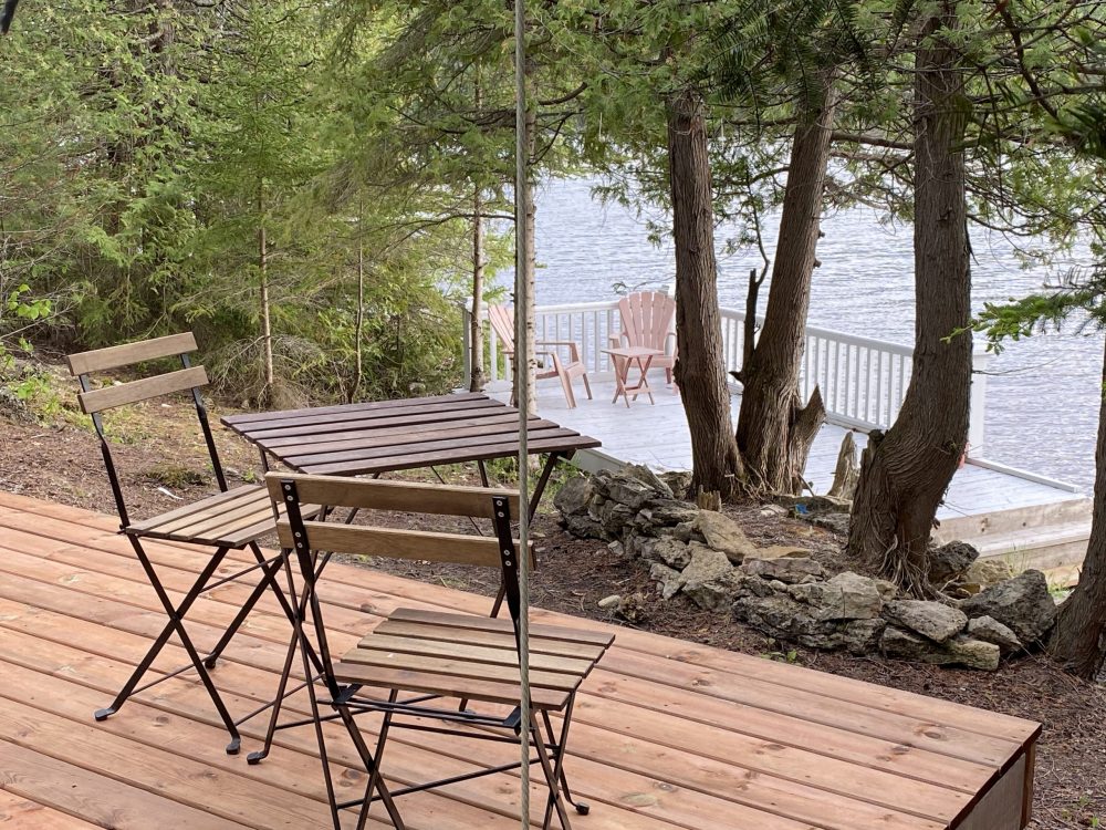 Two decks at the Large Rock Glamping Site on Farr Island