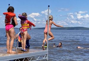 Swimming and Fishing dock on Glamping Farr Island