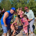 Family fishing while glamping on Farr Island