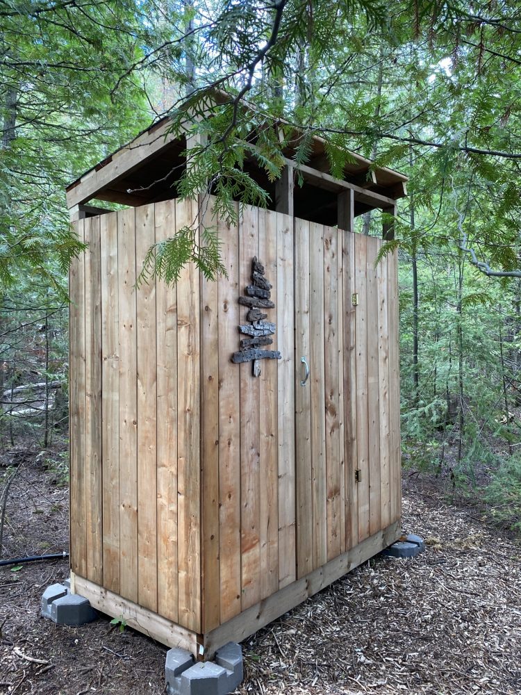 Compostable glamping outhouse on Farr Island