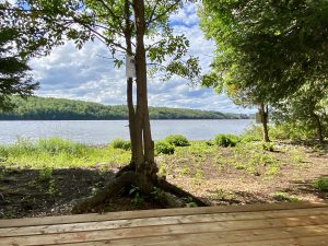 View from the Black Ash prospector tent on Farr IslandTent