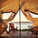 Waking up glamping with the sunrise on Farr Island