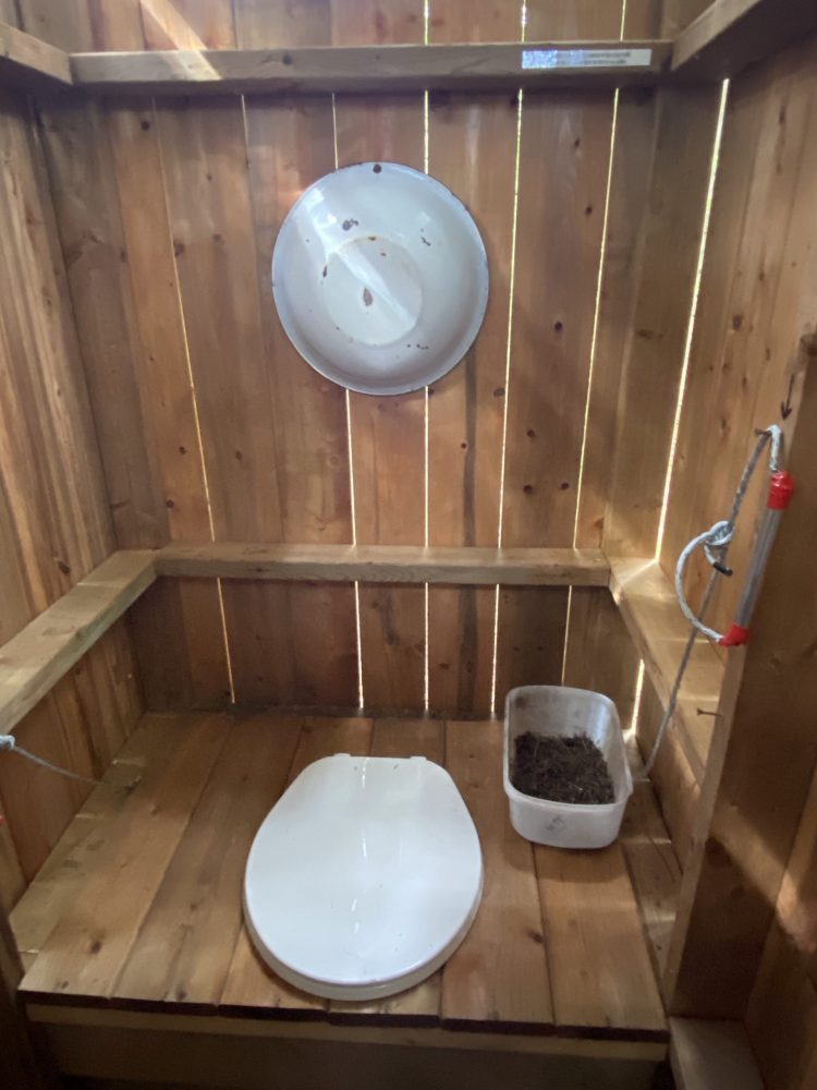 Compostable glamping toilet on Farr Island