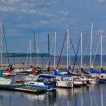 Sailboats at the Haileybury marina on lake Temiskaming