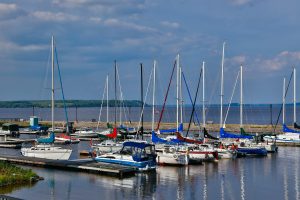 Sailboats at the Haileybury marina on lake Temiskaming